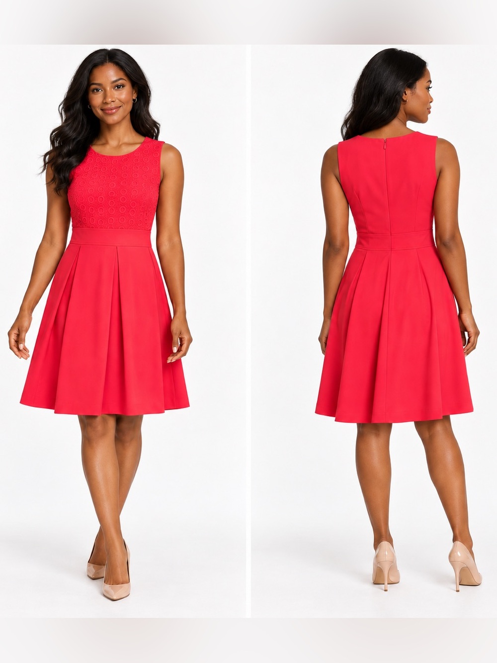Liz Claiborne Sleeveless Red Fit-and-Flare Dress